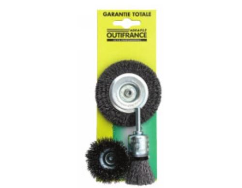 Outifrance - Jeu de 3 brosses métalliques ondulées - Set d'outillage - Image 3