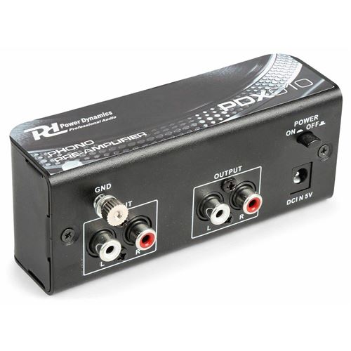 Power Dynamics PDX010 - Préamplificateur phono, entrée et sortie RCA, Egaliseur RIAA, idéal pour platine vinyle et tourne-disque
