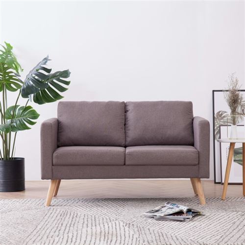 Vidaxl Taupe Canapé À 2 Places Tissu