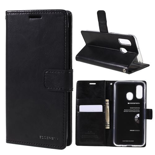 Etui en PU lune bleue noir pour votre Samsung Galaxy A40