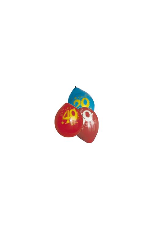 Ballon Imprime 10 - N°12 - Couleurs Assorties - Sachet De 8 - Multicolores