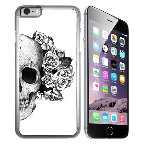 Coque pour iPhone 7 PLUS skull head roses noir blanc