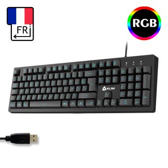 Klim Bolt Clavier Gamer Azerty Fr Frappe Rapide Et Precise Rgb Filaire Avec Commandes Multimedia 7 Couleurs Et 3 Effets Noir Clavier Achat Prix Fnac