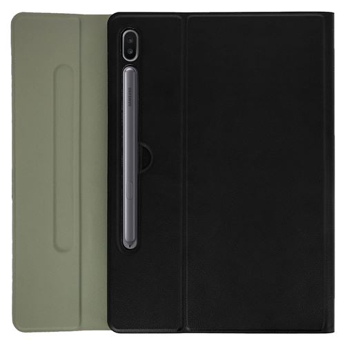 Avizar Étui Galaxy Tab S6 10.5 Cuir Véritable Intérieur Soft Touch Support Vidéo Noir