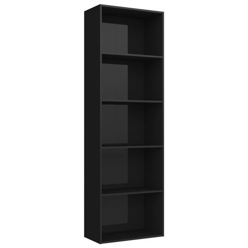 vidaXL Bibliothèque à 5 niveaux Noir brillant 60x30x189 cm Aggloméré