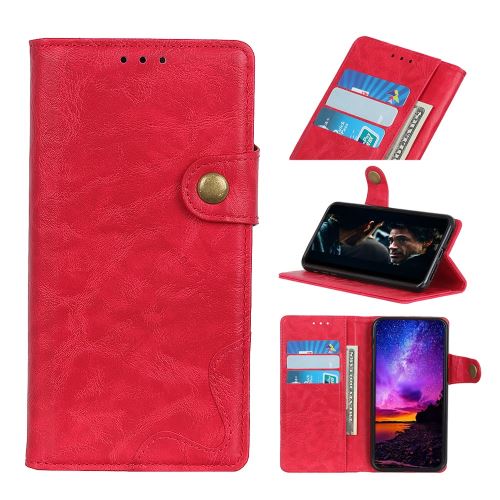 Etui en PU crazy horse en forme de S avec support rouge pour votre Motorola P40 Power