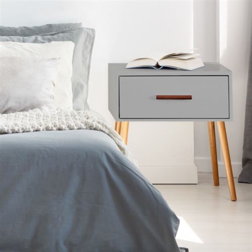 Maison Maligne Table de chevet Scandinave Blanche ou Grise MaisonMaligne Table de Chevet Scandinave Blanche ou Grise