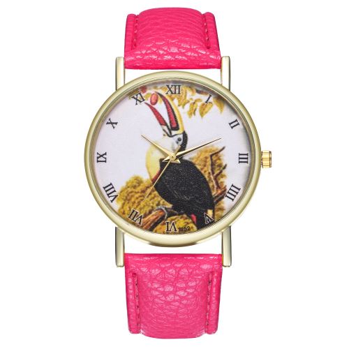 Mâle grande gueule illustration animal net montre à quartz rouge montre étudiant T252-ARoseCamine