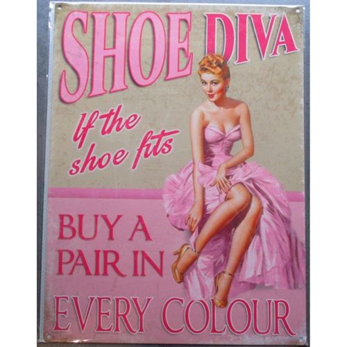 plaque pin up shoe diva chaussure tole deco magasin
