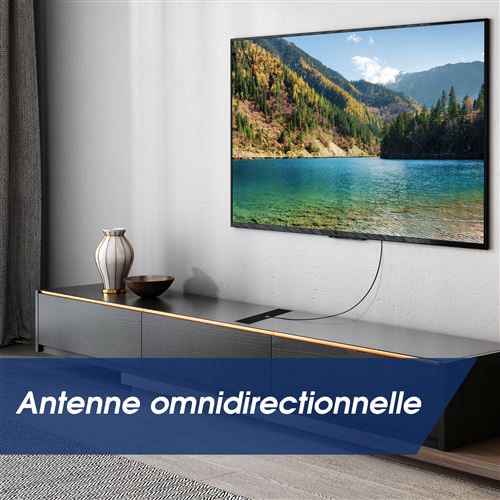Antenne TV intérieur puissante,Amplificateur Antenne TNT Numérique  HDTV,UHF/VHF Intérieur Puissante,Ultra Plate/ Fine câble