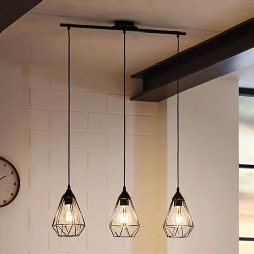Triple suspension géométrique Tarbes L79 cm - Noir