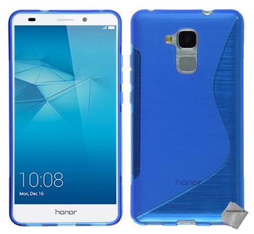 Housse etui coque pochette silicone gel fine pour Huawei Honor 6C avec verre trempe - BLEU