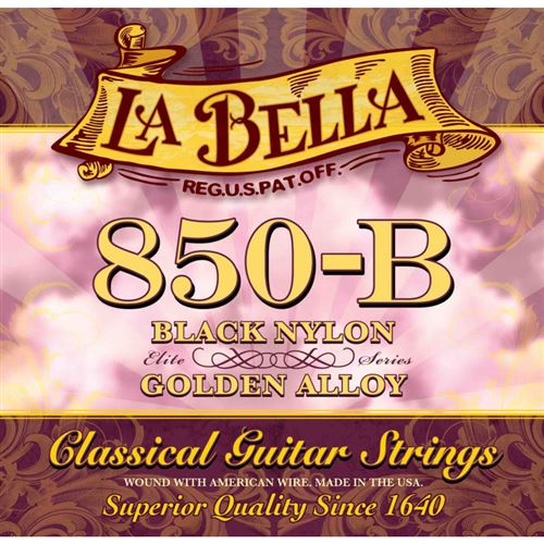 Labella 850B - Jeu de cordes guitare classique Elite 850B Black Nylon - Tension médium