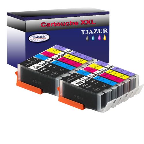 Lot de 12 Cartouches Compatibles pour Canon Pixma TS8350, TS8351 - T3AZUR -  Cartouche d'encre - Achat & prix