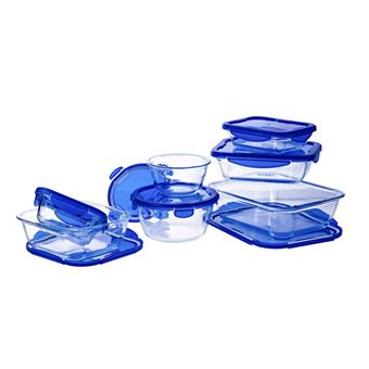 Lot de 7 plats de conservation en verre avec couvercle bleu - Cook&Go -  Cook & Go - Pyrex® - Offrir Retailers