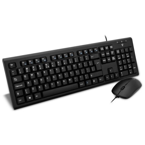 V7 CKU200UK - Toetsenbord en muis set - USB - VK - zwart