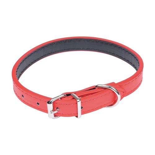 collier simili cuir 40*1.6cm - bicolore rouge/noir