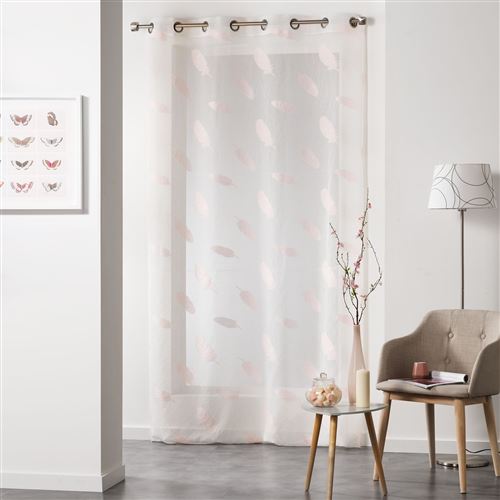 Panneau a oeillets 140 x 240 cm voile sable jacquard lyria Rose
