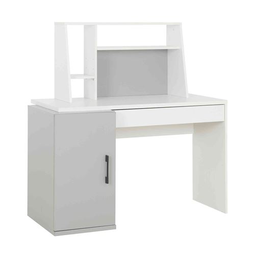 Bureau avec surmeuble en bois gris et blanc - BU5026-3