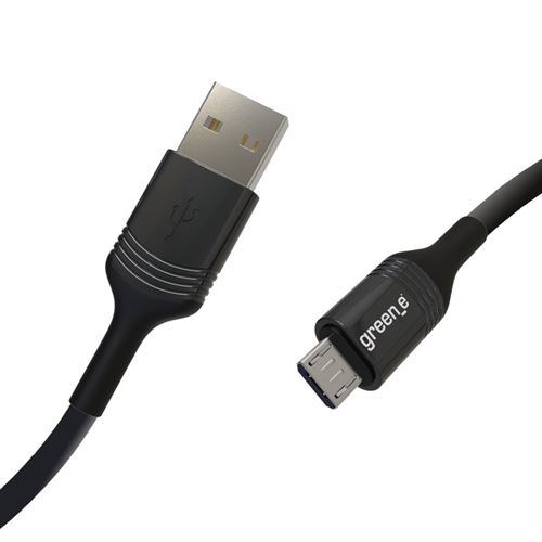 GREEN E - Cable Ecoconçu pour Smartphone Android MICRO-USB vers USB - 2,50 m - NOIR