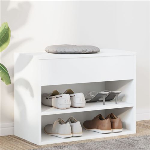 Banc à chaussures Blanc 60x30x45 cm Bois d'ingénierie