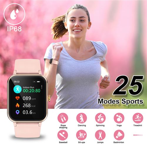 Smartwatch GPS Sport Montre Connectée Femme Homme Enfant IOWODO R3 1,3  Bluetooth Etanche Compatible Android iOS iphone samsung ROSE - Cdiscount  Téléphonie