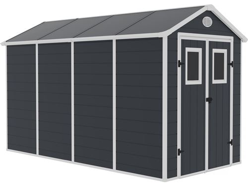 Abri de jardin résine texas - 6.88 m² - kit d'ancrage inclus - anthracite