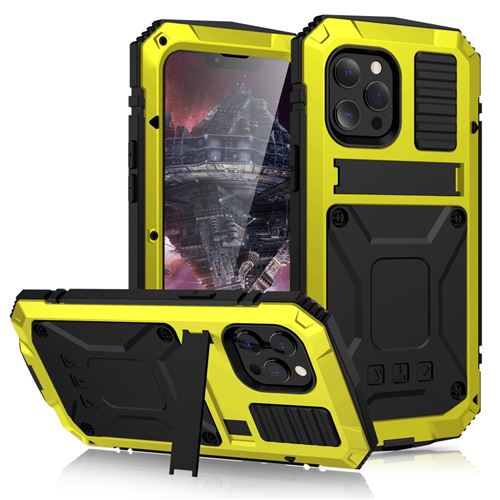 Coque en TPU + silicone, antichoc avec béquille jaune pour votre Apple iPhone 13 Pro 6.1 pouces