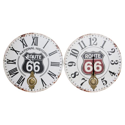 horloge murale dkd home decor pendule bois mdf (2 pcs) (58 x 8 x 58 cm)