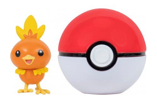 Coffret pokemon pokeball - poussifeu et sa poké ball rouge et  blanche - pokéball - clip 'n' go - figurine - set garçon + 1 carte animaux