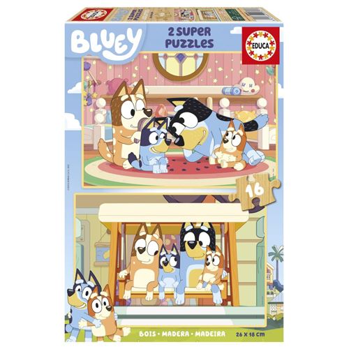 Educa - Puzzle 2X16  piezas Bluey (Madera) (20347)