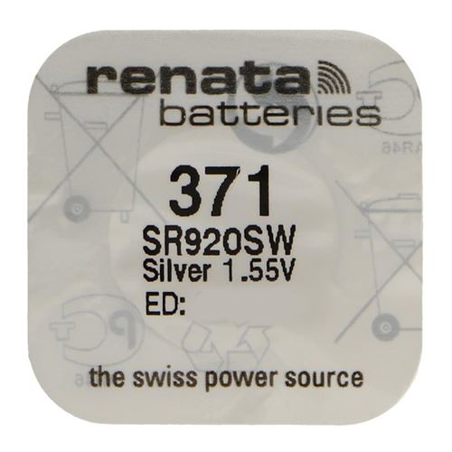 RENATA Pile bouton Silver Oxyde 371 / SR920 SW 0% mercure