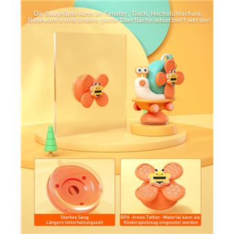 Tokiyis Jouet Escargot Baby Spinner Ventouse Chaise Haute Dès 6-12 Mois, Montessori Sensoriels