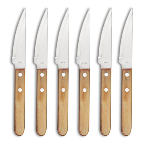 AMEFA - STEAK PIZZA JUMBO BOIS - Set 6 couteaux steak