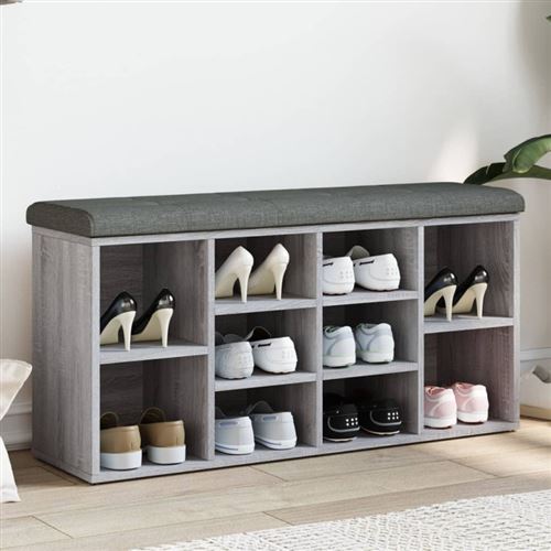vidaXL Banc à chaussures sonoma gris 102x32x50 cm bois d'ingénierie