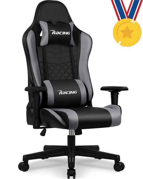 Chaise Gaming avec Base Ronde Appui Dos Inclinable 118° Coussin