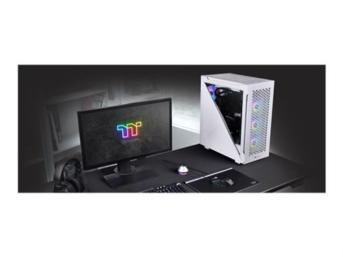 Thermaltake Divider 500 TG Air Snow - Mid tower - ATX - panneau latéral fenêtré (verre trempé) - pas d'alimentation (PS/2) - blanc - USB/Audio