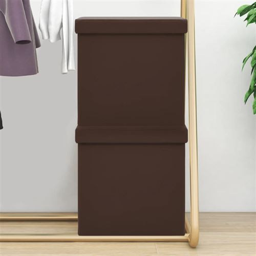 vidaXL - Tabourets de rangement pliables - Lot de 2 - Marron - Image 2