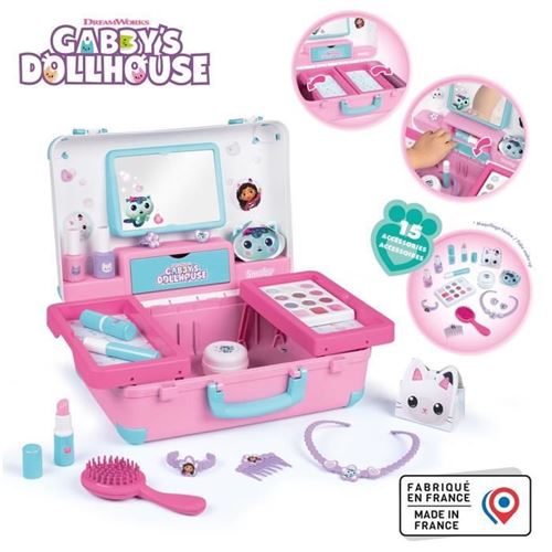 Smoby - Gabby Et La Maison Magique - Valise Beauté Facile A Transporter - 13 Accessoires Inclus : Coiffure, Onglerie, Maquillage -