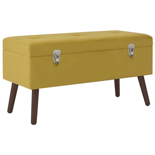 vidaXL Banc avec compartiment de rangement Jaune moutarde 80cm Velours