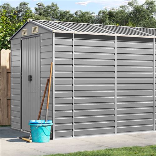 Vidaxl abri de jardin gris clair 191x980x198 cm acier galvanis&eacute;