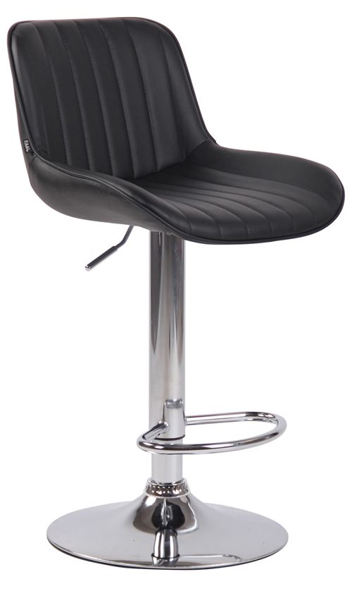 Tabouret de bar Lentini en Similicuir avec Hauteur réglable et Piètement trompette en Métal , Noir /Chrome