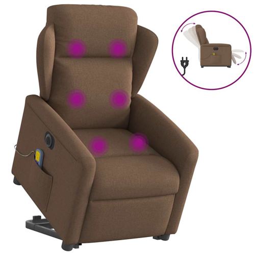 vidaXL - Fauteuil de relaxation - Inclinable électrique - Massage - Marron - Image 2