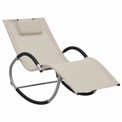 VidaXL Chaise longue avec oreiller Crème Textilène
