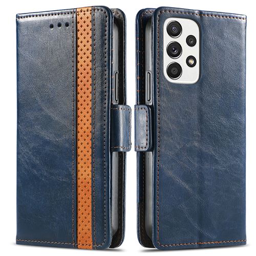 Coque en Cuir Pour Samsung Galaxy S22 Ultra avec Porte Carte Frusde Etui avec Boucle Magnétique-Bleu