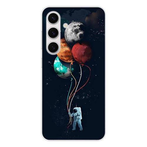 Coque en silicone - Compatible Samsung Galaxy S25 - design cosmonaute aux ballons