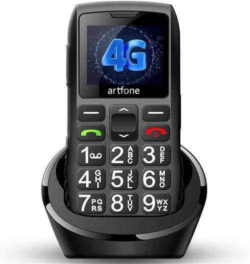 artfone 4G Volte Téléphone Portable à Clapet Débloqué pour Seniors,C1+ 4G Grandes Touches Parlantes,Bouton SOS,Batterie 1800mAh, avec Station de Charge,Téléphone Portable Basique Prédiction T9 - Noir