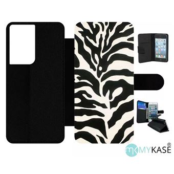 Etui My-Kase pour Galaxy S21 Ultra 5G - zebré - Simili-cuir - Noir