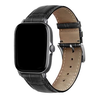 Strap-it Bracelet cuir motif crocodile - compatible pour Amazfit GTS 3 (noir) - 1