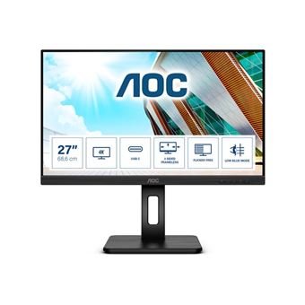 AOC U27P2CA - Écran LED - 27" - 3840 x 2160 4K @ 60 Hz - IPS - 350 cd/m² - 4 ms - 2xHDMI, DisplayPort, USB-C
